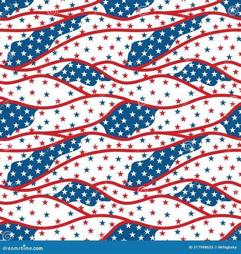 USA Flag Themed Stars And Stripes Seamless Pattern Stock Illustration