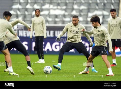 Paris Saint Germain S Kylian Mbappe Centre And Team Mates During A