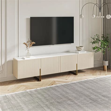 Jeromen Beige Tv Stands With Storage Povison Modern Media Unit