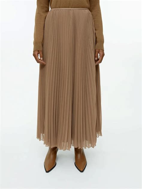 Arket Pleated Chiffon Skirt In Brown Endource