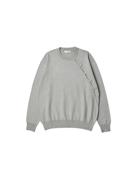 MUSINSA WORTHWHILE MOVEMENT Oblique Line Crew Neck Light Gray