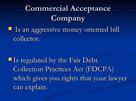 Stop Commercial Acceptance Company Call 877 737 8617 For Legal Help