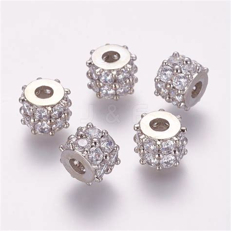 Wholesale Brass Micro Pave Cubic Zirconia Beads Jewelryandfindings