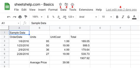 The Parts Of A Spreadsheet Google Sheets Sheets Help