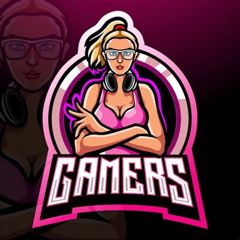 Projeto Do Mascote Do Logotipo Gamer Girl Esport Vetor Premium