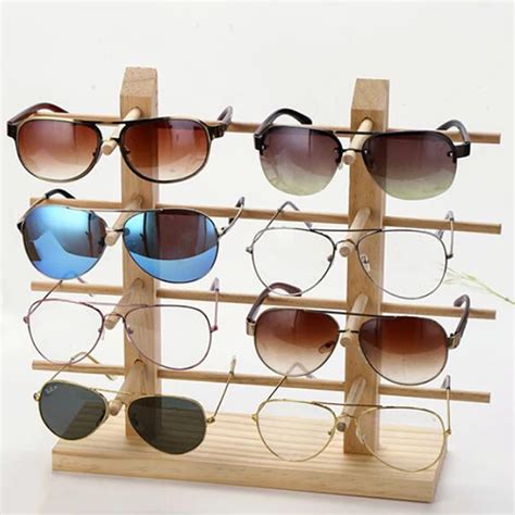 Multi Layers Wood Sunglass Display Racks Shelf Eyeglasses Show Stand