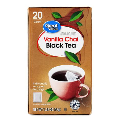 Great Value Vanilla Chai Black Tea 1 59 Oz 20 Count Walmart