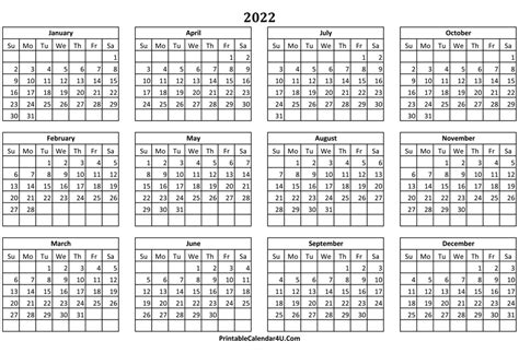 Printfree Yearly Calendar 2024 With Date Boxes Free Download Tildi