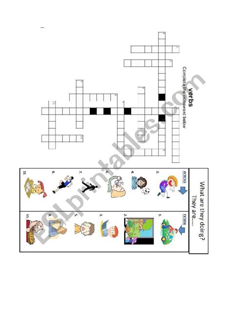 Crossword Present Continuous Esl Worksheet By Pennylane