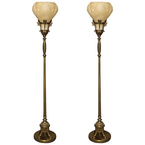 Pair Of Art Deco Torchiere Floor Lamps At 1stdibs