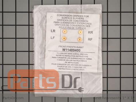 W11569688 Whirlpool Gas Range LP Conversion Kit Parts Dr