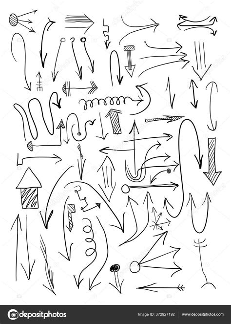 Vector Set Hand Drawn Arrows Different Forms Size Vector Illustration