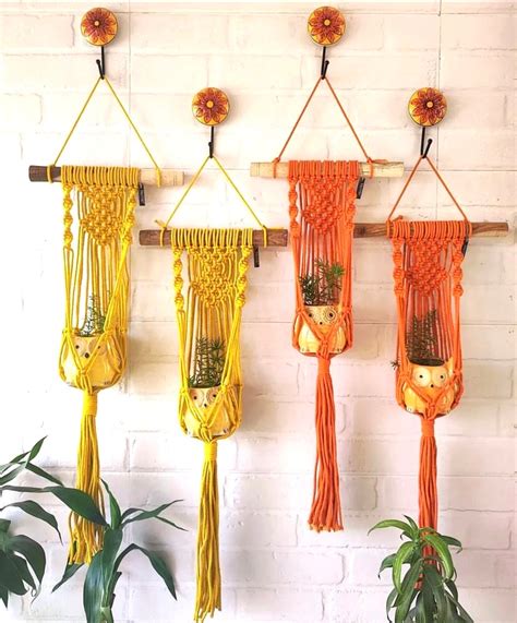 Colored Macrame Hangers with hooks and owl shaped planters – VioletVibes