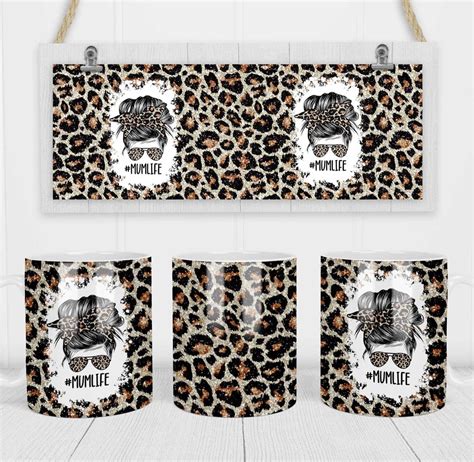 11 And 15 Oz Glitter Leopard Mum Life Coffee Mug Sublimation Etsy