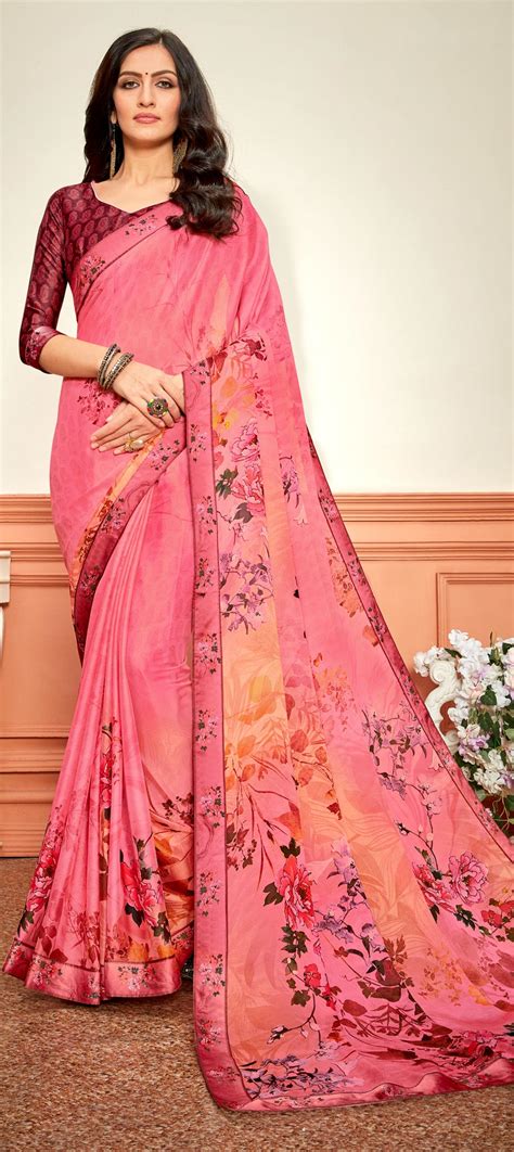 Traditional Pink And Majenta Color Bhagalpuri Silk Silk Fabric Saree