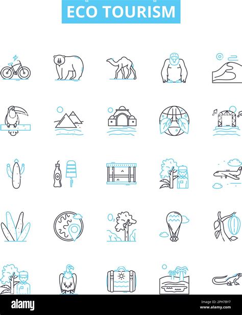 Eco Tourism Vector Line Icons Set Eco Tourism Conservation