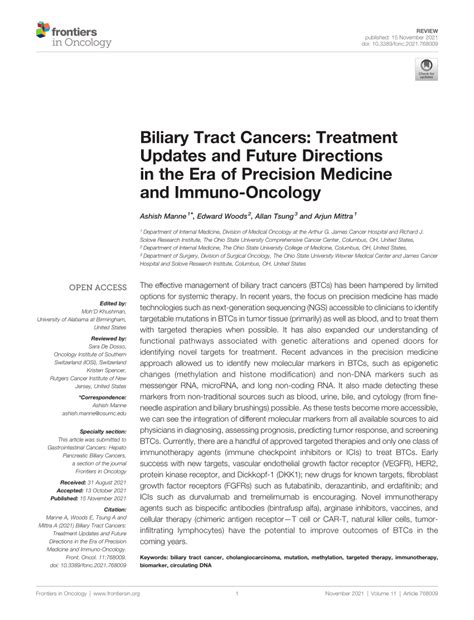 PDF Biliary Tract Cancers Treatment Updates And Future Directions In