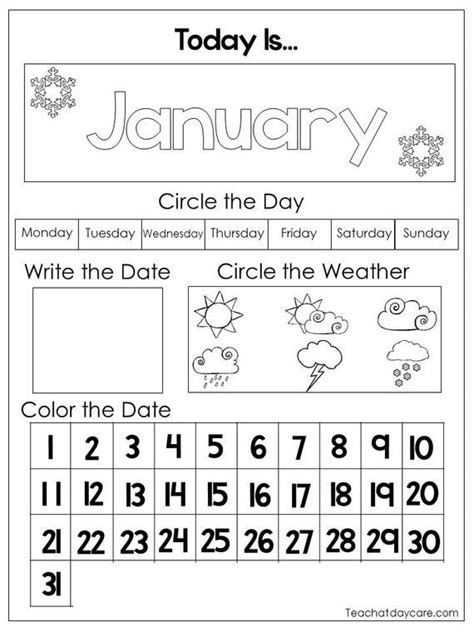 Free Printable Calendar Worksheets