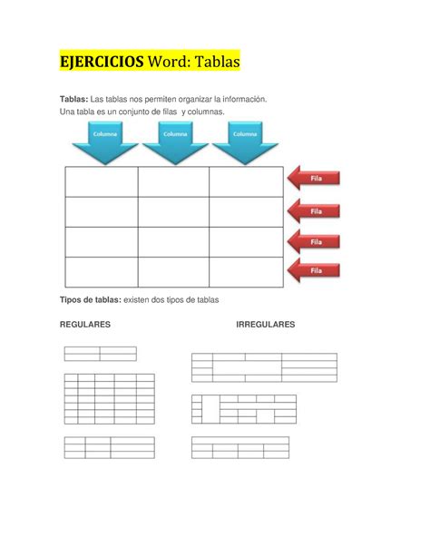 Ejercicios Para Insertar Tablas En Word Image To U