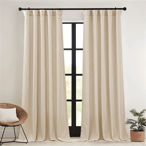 Amazon RYB HOME Heavy Faux Linen Wave Curtains For Bedroom Pinch