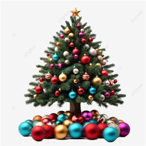 Tree With Colorful Baubles Png Vector Psd And Clipart With