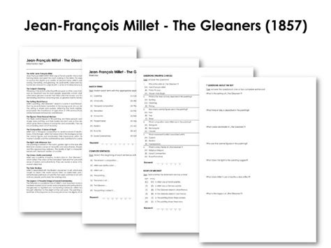 Jean Fran Ois Millet The Gleaners Teaching Resources