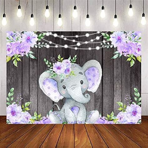 Amazon Sensfun Purple Floral Elephant Baby Shower Backdrop Girl