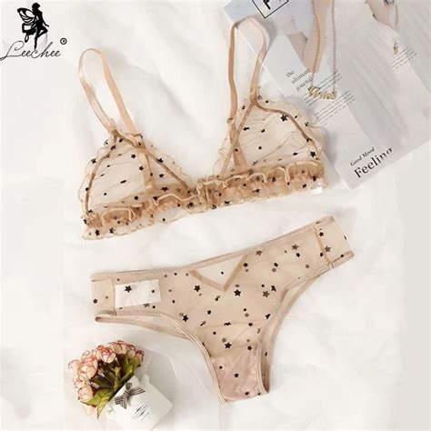 Leechee Sexy Women S Lingerie Cute Star Bra Set Open Crotch Underwear