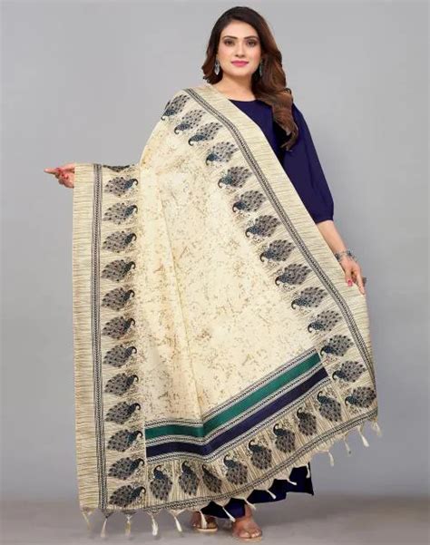 Buy Siril Women S Multicolor Color Printed Khadi Silk Dupatta Online At