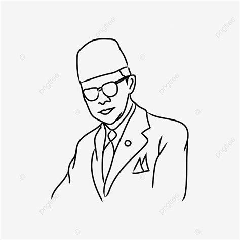 Gambar Line Art Moh Hatta Clipart Indonesian Leader Simbol Nasional