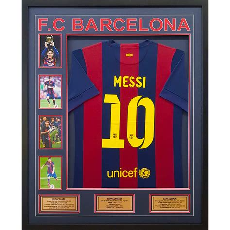 Lionel Messi Signed Framed Nike Fc Barcelona Soccer Jersey