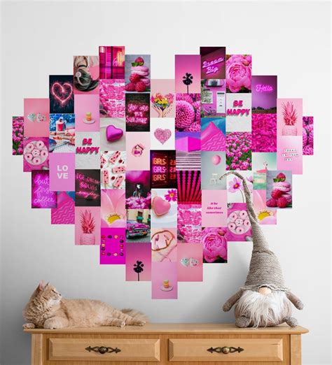 Neon Pink Wall Collage Kit Digital Hot Pink Aesthetic Room Decor Teen Bedroom Teen Girl T