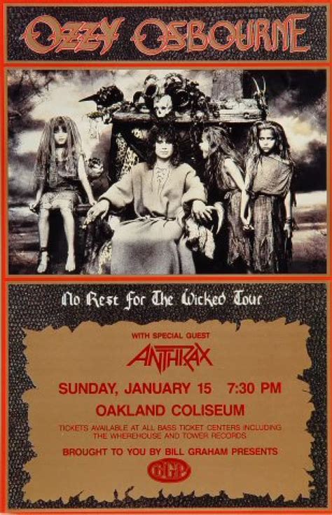 Ozzy Osbourne Vintage Concert Handbill From Oakland Coliseum Arena Jan