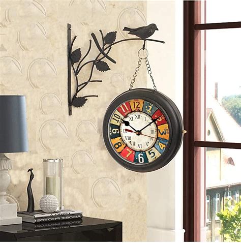 Buy Saree House Traditional 25 Cm Vintage Double Sided Antique Station Clock With Black Bird