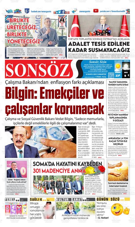 14 Mayıs 2022 tarihli Ankara Sonsöz Gazete Manşetleri