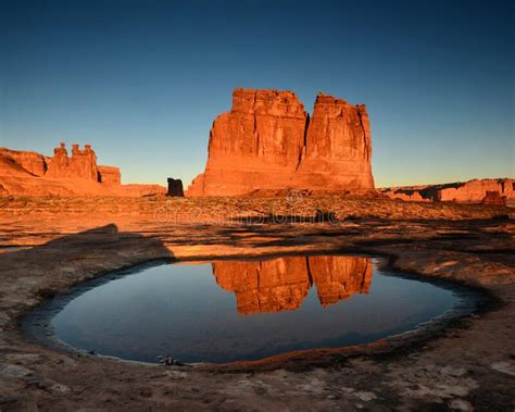 Court House Towers Section Pot Hole Reflection Arches National Park