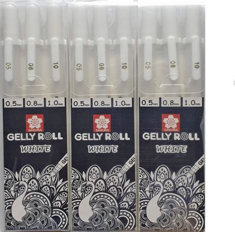 Sakura Gelly Roll White Gel Pens White Assorted Sizes 05 Fine 08