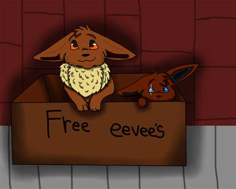 Closed Eevee Adopts In A Cardboard Box By Wolfwarning On Deviantart