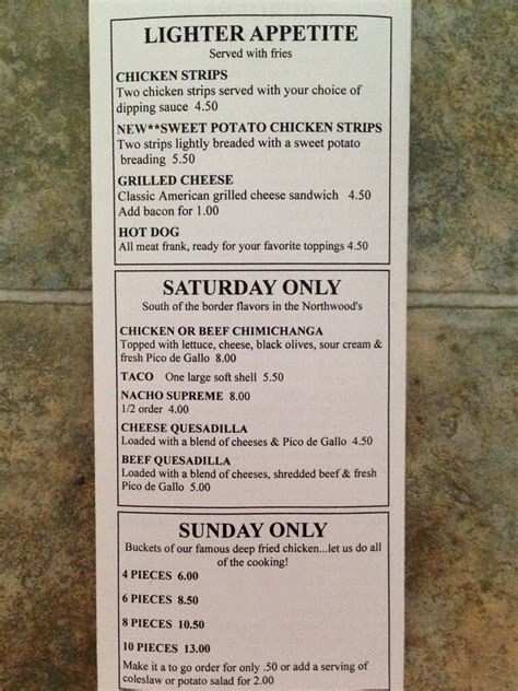 Menu At Henkels Town Pump Pub And Bar Rhinelander