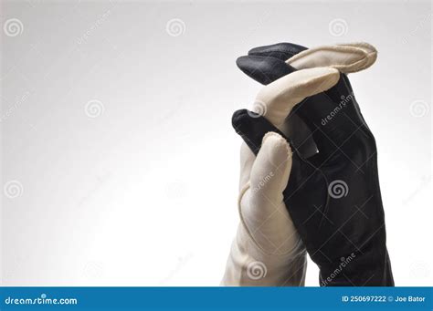 Integration Of Black And White Gloves Hands Stock Photo Image Of