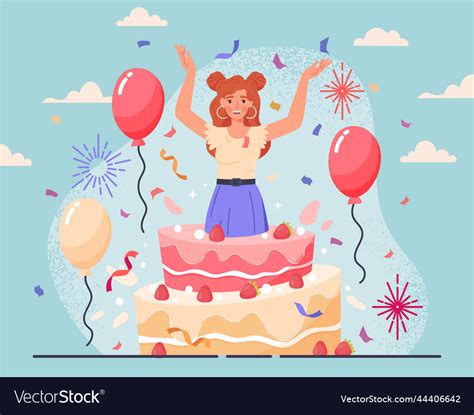 Woman Jumping From Cake Royalty Free Vector Image