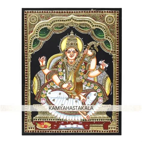 Plywood Matte Saraswati Tanjore Painting For Decoration Size