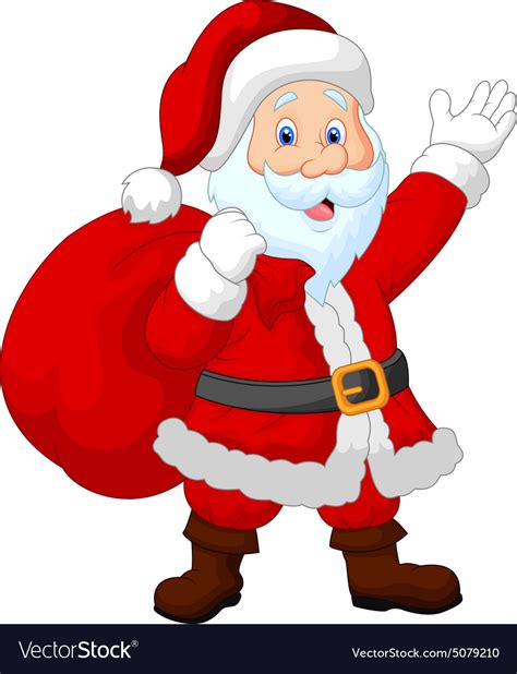 Happy Santa With Sack Royalty Free Vector Image