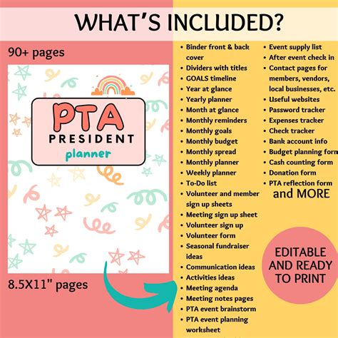 Editable Pta President Planner Binder Pto Forms Bundle Hand Out