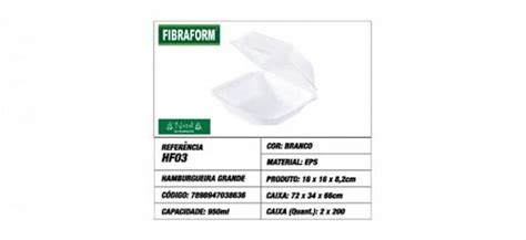 Fibraform Hamburgueira Isopor Hf Unidades