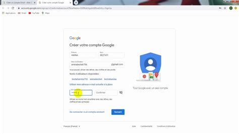 Créer une adresse gmail YouTube