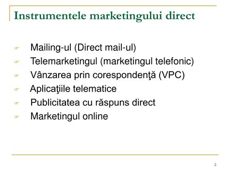 PPT Marketing direct şi tehnici de vânzare PowerPoint Presentation