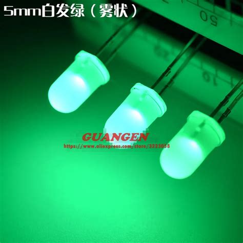 Pcs Mm Green Led Diode Light Round Top Diffused Light Emitting