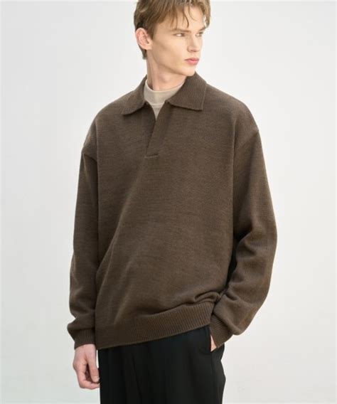 MUSINSA DRAW FIT Oversized Pullover Collar Knitwear DARK BROWN