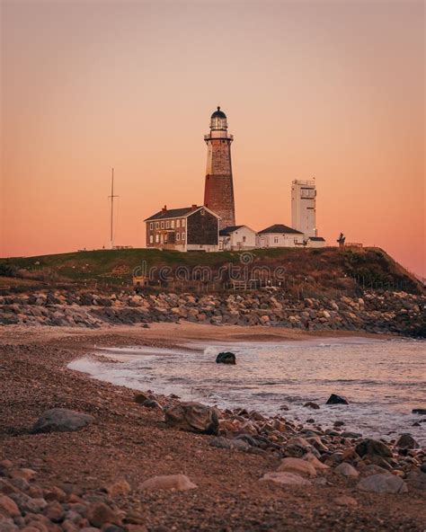 Montauk Lighthouse At Night Montauk Point State Park New York Stock